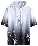 [AYISTELU] パーカー メンズ 半袖 Tシャツ おしゃれ カジュアル 夏服 柔らかい 快適 メンズ 服 春 夏 秋 (JP, アルファベット, L, ホワイト-パーカー)