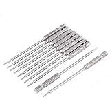 uxcell　トルクスドライバービット　6.35mm六角シャンク径　10本入り　T6　磁気　工具