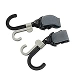 Hollazilla ベビーカー用フック バンドフッカ カーフック マジックテープ 360度回転 2個入り ブラック