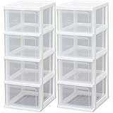 【2台セット】スリムチェスト 4段 S-304 ホワイト／クリア