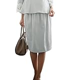 Angeliebe エンジェリーベ マタニティ 産前 産後 対応 ツイル タイト スカート 膝丈 お呼ばれ 通勤 オフィス 妊婦服 卒入園式 S ～ M グレー