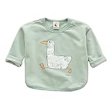 TimeCrash 鴨柄Tシャツ 動物 面白 長袖 パジャマ 春夏 ベビー 子供服 グリーン 90cm