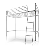 ロフトベッド パイプベッド スピード組立 工具不要 ボルト無し ハイタイプ シングルベッド ホワイト