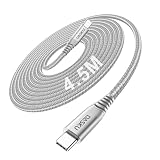 USB Type C ケーブル 4.5M 100W 5A 急速充電 USB C to USB C ケー ブル 4.5m 超ロング Type-C ケ ーブル タイプC ケーブ ル 車載 CarPlay 対応 iPhone 17/16/15 Pro/Plus/Pro Max、MacBook Pro/Air、iPad Pro/Airなどtype-c機種対応
