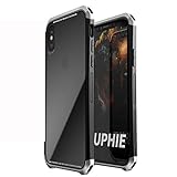 iPhone XS/iPhone X ガラスケース 金属＋PC 三段式バンパー 強化ガラスカバー 多重保護 耐衝撃 かっこいいお洒落 (iPhone XS/iPhoneX, 黒＋銀)