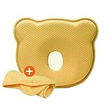 Te Fit ベビー枕 赤ちゃん 枕 ベビーピロー 赤ちゃん枕 絶壁防止枕 頭の形 新生児 寝姿を矯正 汗取り 快眠 小熊型 高品質の素材 低反発ピロー 100% 綿 無添加 男女兼用 通気枕 （イエ