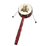 Seliyi でんでん太鼓　中国の伝統工芸　ドラム音楽　赤ちゃんのおもちゃ　プラスチック製　レッド　ブラック