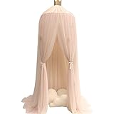 子供ベッドキャノピーMosquito Netラウンドフープドームベッドラグジュアリープリンセスコットンとレースネッティングデコレーションベビーキッズ部屋用 Top Diameter of the ca
