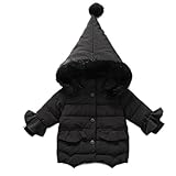 Smile キッズ 子供　ダウンジャケット ベビー 子供服 ダウンコート ダウン 棉服ジャケット 防寒 保温 アウターウエア 女の子 フード付き 秋冬　通園/通学　可愛い (ブラック, 100cm)