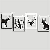 Aooyaoo ウォールステッカー 鹿図案 寝室の飾り 40*30cm 4pcs