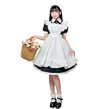[GEAHOL] クラシカル ロング メイド服 英国風 コスプレ 4点セット 半袖 長袖 ロリータ ゴスロリ 仮装 ハロウィン クリスマス 悪魔 コスプレ 学園祭 文化祭 メイドカフェ 撮影会 初心者向け 男女兼用 喫茶店制服 (半袖, S)