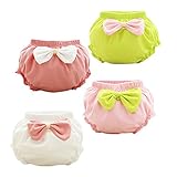 JIEYAベビー幼児の女の子の下着キャンディーカラーボウノットパンティー、4パック (110(4～5歳), 4 枚組)