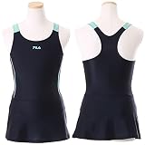 FILA(フィラ) キッズ スクール水着 130～170サイズ Aライン ワンピース 女の子用 121-684 SAX 140サイズ みずぎ スイムウェア スク水 女児用 女子用 学校用 小学校対応