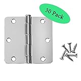 Cosmas光沢クロムドアヒンジ3.5 "インチx 3.5 "インチwith 1 / 4 "インチ半径コーナー シルバー 24107 - 30 Pack