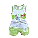 ベビー服　シャツ　シュートパンツ　セットアップ　二点セット　赤ちゃん　可愛い　男の子　女の子　袖なし　コットン