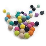 Kissteether 50pcs 0.47インチ（12ミリメートル）自然食品グレードシリコーンおしゃぶりビーズの赤ちゃんのおもちゃDIYネックレス/ブレスレットアクセサリーラウンドシリカビーズを混合