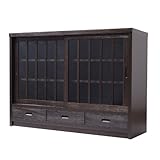 日本製(大川) 天然木桐材 うづくり仕上げサイドボード幅120 ブラウン 1881