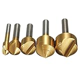 Idealhere シングルエッジ 90°　面取り ドリル ビット 木工ビット 5 個セット 6/10/13/16/19 mm