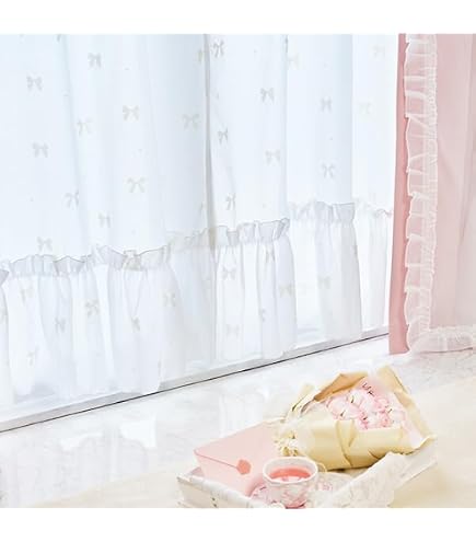 Amazon｜ロマンティックプリンセス リボンフロッキーレースカーテン(幅