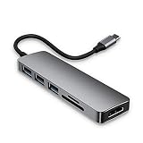 明誠 USB Type C ハブ USB C ハブ 変換 アダプター ドッキングステーション 6ポート 3USB 3.0ポート 高速データ転送 4K HDMI出力 SD/Micro SDカードリーダー アルミ合金製 軽量 コンパクト MacBook Pro/MacBook Air/iPad Pro/ノートPC/Galaxy S20 などのUSB Type C デバイス対応（スペースグレー）