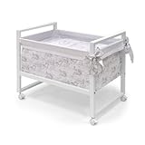 Cambrass 56 x 90 x 73 cm Wooden Bedside Crib Next with Fabrics Collection Toile (Grey) by Cambrass