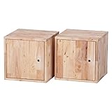 不二貿易 ボックス 扉付き 2個セット Natural Signature 幅38×奥行38×高さ38cm ナチュラル 37048