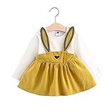 FEVON　ワンピース　ベビー　女の子　可愛い　うさぎの耳サロペット　長袖　秋　冬　子供ドレス　子供服　赤ちゃん　お姫様ワンピース　フェイクレイヤード　フォーマル　入園式　七五三 結婚式　通園