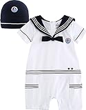 [Vaenait Baby]100%綿ベビー服男の子ロンパース肌着ボディスーツカバーオール帽子付きMarine Ribbon L