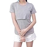 (ティアナ23) Tianna23 マタニティ シンプル 授乳 Tシャツ 半袖 グレー Lサイズ