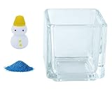 花市場直送便 ミニチュアガラス 雪ダルマ イエロー & カラーサンド コバルト & 植え込み用グラス ニューブロックS