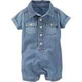 OSHKOSH(オシュコシュ) シャンブレーロンパース シャンブレー ロンパース半袖 18ヶ月【並行輸入】
