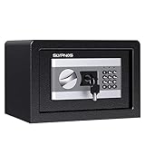 SLYPNOS 金庫 テンキー式 電子金庫 防犯金庫 緊急キー付き 家庭用 店舗用 壁付け対応 警報アラーム付き 8.5L