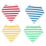 ノーブランド品 4本入り　コットン　ベビー　バンダナ　唾液タオル　ビブ　よだれビブ　摂食ラップ　スナップボタン　育児　全5色選べる - 4