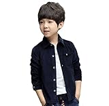 [FERE8890] 男の子 シャツ 長袖 春 秋 子供用 コーデュロイ 無地 長袖シャツ 遠足 旅行 高校生 結婚式 発表会 卒業式 入学式 ネイビー 160#(身長じゃない)
