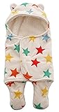 ange select ベビー おくるみ 星 柄 ふわふわ クマさん 新生児 出産祝 スリーパー (マルチ(小))