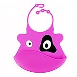 OFTENから出品　ソフトスタイビブ 　ポケット付きランチスタイ　ベビー、子供用　食事エプロン防水くるくるエプロン　様々な可愛いデザインスタイビブ (牛（紫）)