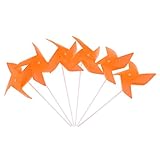 P Prettyia 可愛い　面白い　手芸　DIY風車キット　100枚入り　花風車　プラスチック製　おもちゃ　子ども　 - オレンジ