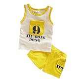 【SEBLES】ベビー 赤ちゃん 男の子 ノースリーブ ラウンドネック ナンバー 無地 シャツ 短パン ポケット ズボン ボトムス パンツ セット ツーピース コットン 綿 夏(タイプD,100cm)