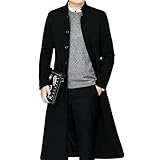 【SEBLES】超ロング丈 メンズ コート ブラック チェスターコート 膝下 ひざ丈 立ち襟 紳士 フォーマル 立襟 4XL
