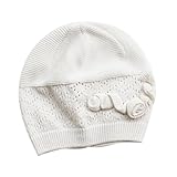 (コ-ランド) Co-land ベビー帽子 新生児ハット ニット帽子 子供用キャップ コットン 透かし彫り 防寒 赤ちゃん キッズ帽子 幼児 女の子 お出かけ ホワイト S