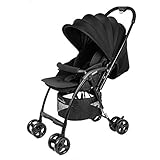 ( Newox) 両対面ベビーカー ベビーカー 片手開閉タイプ ダブルホイール リクライニング機能 (ブラック)