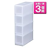 《3個セット》 収納ケース PLUST PHOTO（プラスト フォト）PH1704 ４段 幅17×奥行45×高さ75.5cm (C) クリア