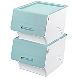 山善(YAMAZEN) 収納ボックス フタ付き 高さ31cm 2個組 キャスター付き サンドブルー YOB-M*2C(SBL)