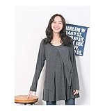 マタニティ トップス 授乳服パジャマ 授乳Tシャツ 秋 長袖 産後ウェア 授乳口付 レディース (グレー 灰)