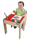 リトルヘルパーオリジナルファンステーション 子供用 テーブル、椅子セット (ペン、筆入れ付き)メープル、レッド