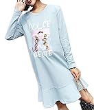 (オーセンティック) AUTHENTIC マタニティ ワンピース 長袖 フレア 妊婦服 産前 産後 お出かけ カジュアル (L, ブルー)