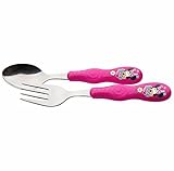Zak! Designs Easy Grip Flatware, Children's Spoon and Fork with Minnie Mouse, BPA-free Plastic and S