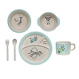 竹Kids Servingセット、オフホワイト/ミント、6のセット