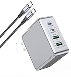 100W PD iPhone 急速充電器 4ポート 合計140W ACアダプター 【2 m USB C - Cケーブル付属/USB PD/QC対応/PSE技術基準適合/折りたたみ式プラグ】タイプc Type-C 充電器 MacBook iPhone iPad Android ノートPCその他各種機器対応 (シルバーグレー)