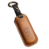 [YANMW] 適合マツダ キーケース キーケーススマートキーケースキーホルダー革キーカバーフマツダCX5 CX4 CX3 CX7 CX8 CX9 RX8 アクセラ アテンザ demio アドバンストキー保護ケース本革(2 ボタン, ブラウン)